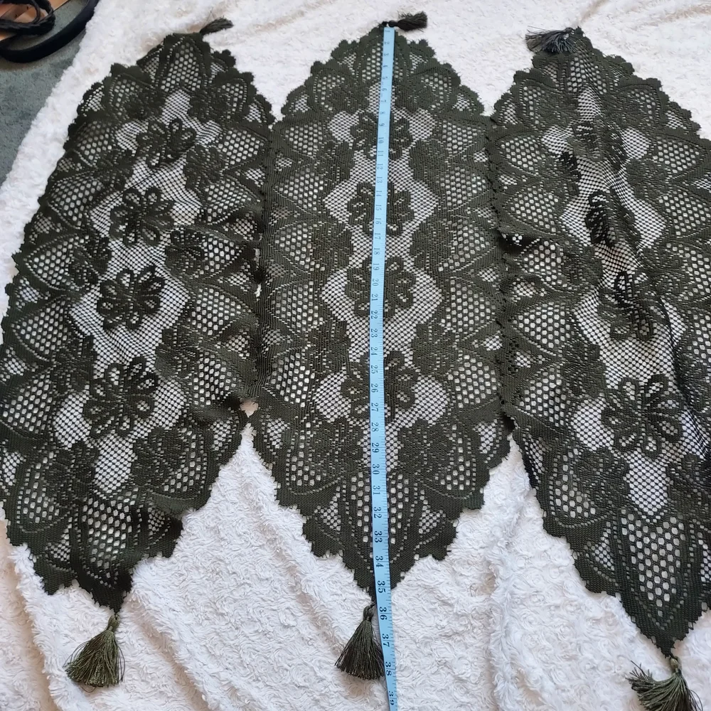 Elegant Olive Green Crochet Table Runners Set Of 5 Holiday Grandmacore Fancy